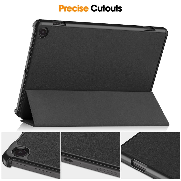 For  Amazon Fire Max 11 Custer Pure Color 3-Fold Holder Smart Leather Tablet Case(Black) - For Amazon by PMC Jewellery | Online Shopping South Africa | PMC Jewellery