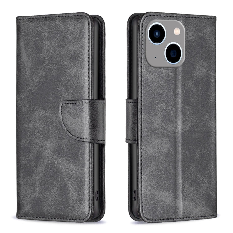 For iPhone 15 Plus Lambskin Texture Pure Color Flip Leather Phone Case(Black) - iPhone 15 Plus Cases by PMC Jewellery | Online Shopping South Africa | PMC Jewellery