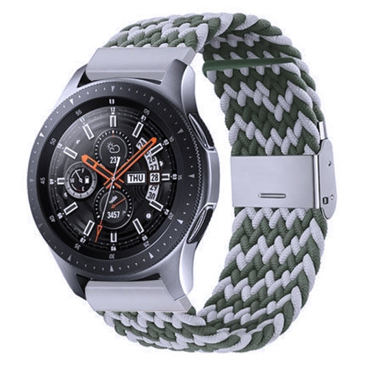 18mm Nylon Braided Metal Buckle Watch Band(W White Green) - Watch Bands by PMC Jewellery | Online Shopping South Africa | PMC Jewellery