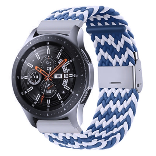 18mm Nylon Braided Metal Buckle Watch Band(W Blue White) - Watch Bands by PMC Jewellery | Online Shopping South Africa | PMC Jewellery