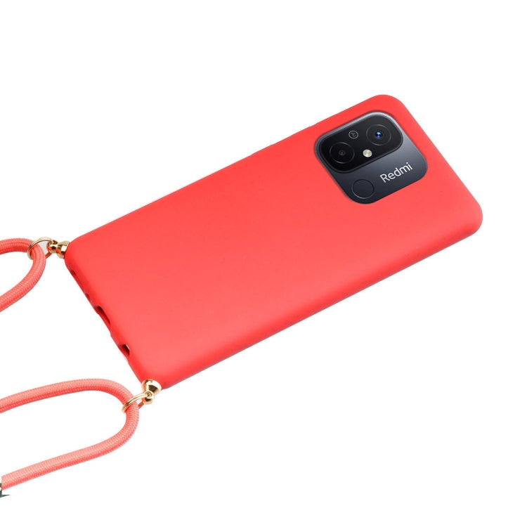 For Xiaomi Redmi 12C Wheat Straw Material + TPU Phone Case with Lanyard(Red) - Xiaomi Cases by PMC Jewellery | Online Shopping South Africa | PMC Jewellery