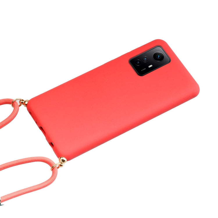 For Xiaomi Redmi Note 12S Wheat Straw Material + TPU Phone Case with Lanyard(Red) - Xiaomi Cases by PMC Jewellery | Online Shopping South Africa | PMC Jewellery