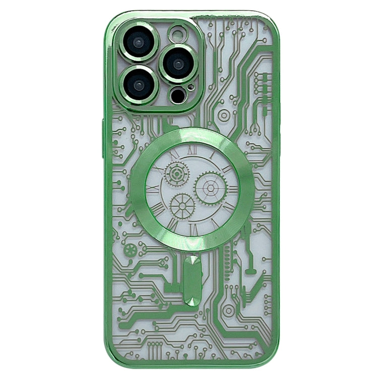 For iPhone 12 Pro Electroplated Circuit Board Pattern MagSafe Phone Case(Green) - iPhone 12 / 12 Pro Cases by PMC Jewellery | Online Shopping South Africa | PMC Jewellery