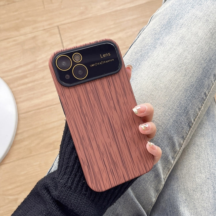 For iPhone 14 Plus Wood Grain TPU Phone Case with Lens Film(Brown) - iPhone 14 Plus Cases by PMC Jewellery | Online Shopping South Africa | PMC Jewellery