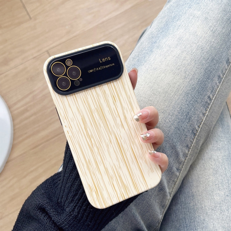 For iPhone 14 Pro Max Wood Grain TPU Phone Case with Lens Film(Beige) - iPhone 14 Pro Max Cases by PMC Jewellery | Online Shopping South Africa | PMC Jewellery