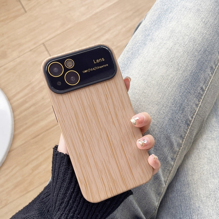 For iPhone 13 Wood Grain TPU Phone Case with Lens Film(Khaki) - iPhone 13 Cases by PMC TechLife | Online Shopping South Africa | PMC TechLife