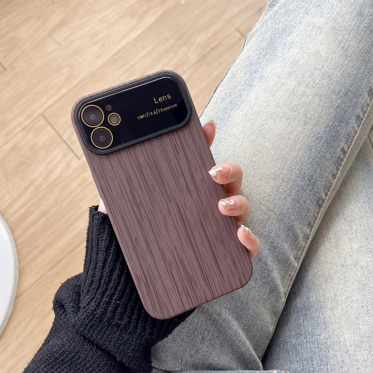 For iPhone 12 Wood Grain TPU Phone Case with Lens Film(Grey) - iPhone 12 / 12 Pro Cases by PMC Jewellery | Online Shopping South Africa | PMC Jewellery