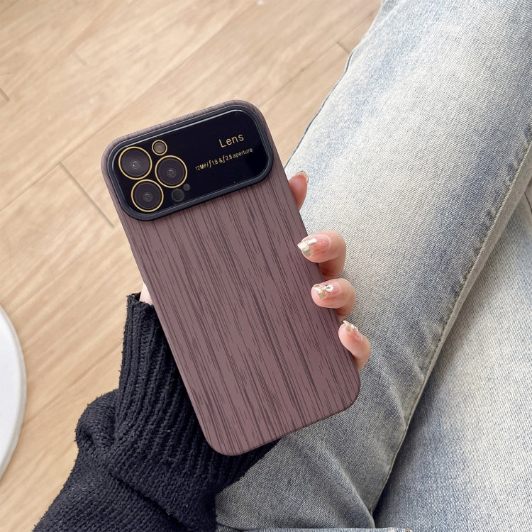 For iPhone 12 Pro Max Wood Grain TPU Phone Case with Lens Film(Grey) - iPhone 12 Pro Max Cases by PMC Jewellery | Online Shopping South Africa | PMC Jewellery