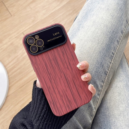 For iPhone 12 Pro Max Wood Grain TPU Phone Case with Lens Film(Red) - iPhone 12 Pro Max Cases by PMC Jewellery | Online Shopping South Africa | PMC Jewellery