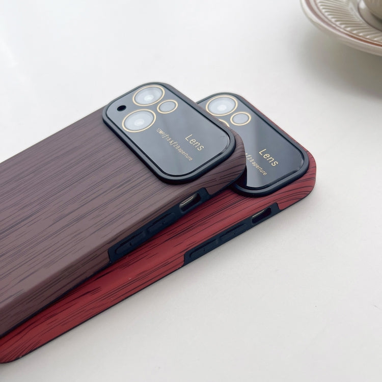 For iPhone 13 Wood Grain TPU Phone Case with Lens Film(Red) - iPhone 13 Cases by PMC Jewellery | Online Shopping South Africa | PMC Jewellery