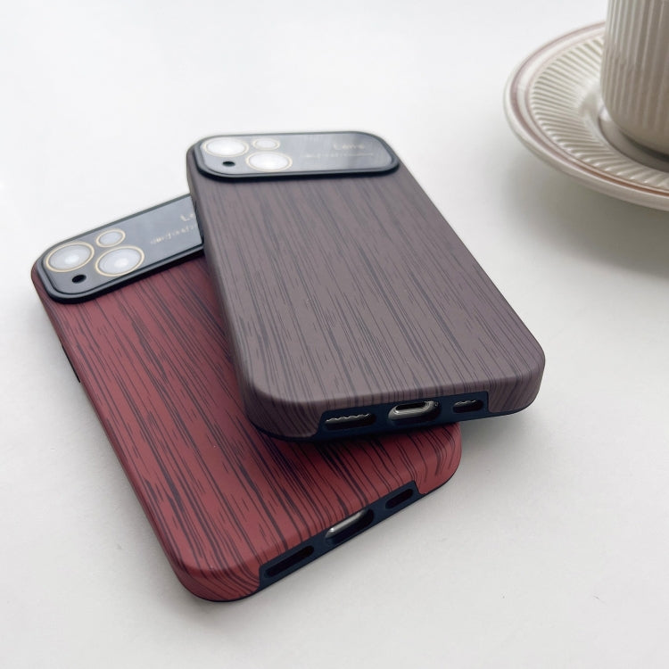 For iPhone 14 Plus Wood Grain TPU Phone Case with Lens Film(Beige) - iPhone 14 Plus Cases by PMC TechLife | Online Shopping South Africa | PMC TechLife