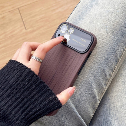 For iPhone 13 Pro Max Wood Grain TPU Phone Case with Lens Film(Khaki) - iPhone 13 Pro Max Cases by PMC Jewellery | Online Shopping South Africa | PMC Jewellery