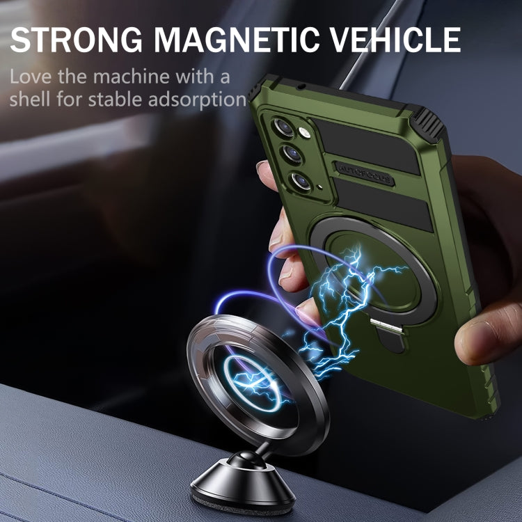 For Samsung Galaxy S20 FE MagSafe Magnetic Holder Phone Case(Green) - Galaxy S20 FE Cases by PMC TechLife | Online Shopping South Africa | PMC TechLife | Buy Now Pay Later Mobicred