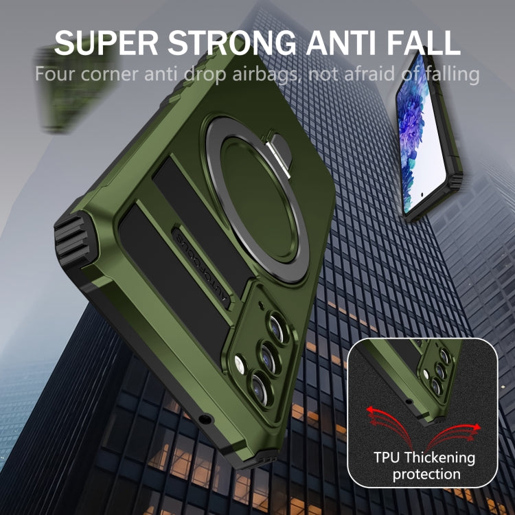 For Samsung Galaxy S20 FE MagSafe Magnetic Holder Phone Case(Green) - Galaxy S20 FE Cases by PMC TechLife | Online Shopping South Africa | PMC TechLife | Buy Now Pay Later Mobicred