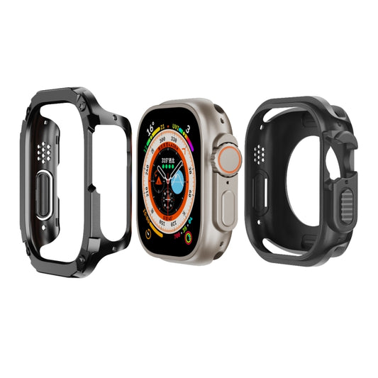 For Apple Watch Ultra 49mm 2-in-1 PC Hybrid TPU Armor Watch Case(Black) - Watch Cases by PMC Jewellery | Online Shopping South Africa | PMC Jewellery