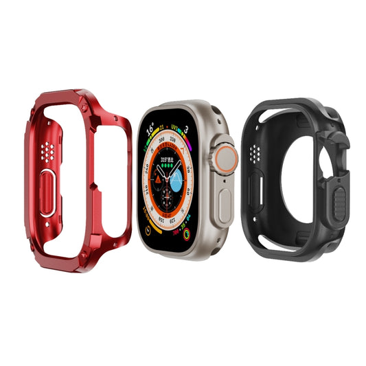 For Apple Watch Ultra 49mm 2-in-1 PC Hybrid TPU Armor Watch Case(Red) - Watch Cases by PMC Jewellery | Online Shopping South Africa | PMC Jewellery