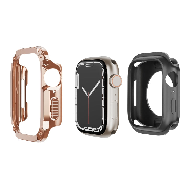 For Apple Watch Series 8 / 7 45mm 2-in-1 PC Hybrid TPU Armor Watch Case(Rose Gold) - Watch Cases by PMC Jewellery | Online Shopping South Africa | PMC Jewellery