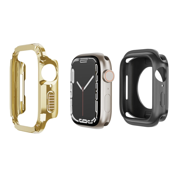 For Apple Watch Series 8 / 7 41mm 2-in-1 PC Hybrid TPU Armor Watch Case(Gold) - Watch Cases by PMC Jewellery | Online Shopping South Africa | PMC Jewellery