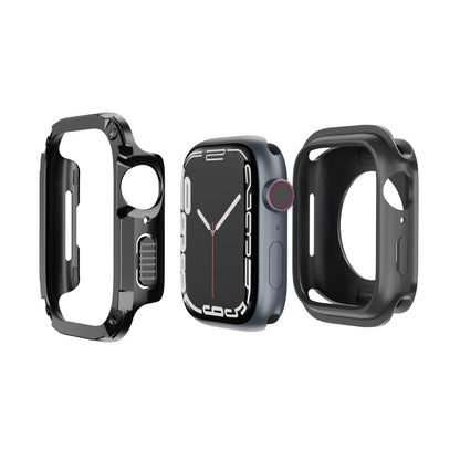 For Apple Watch Series 6 / 5 / 4 / SE 44mm 2-in-1 PC Hybrid TPU Armor Watch Case(Black) - Watch Cases by PMC Jewellery | Online Shopping South Africa | PMC Jewellery