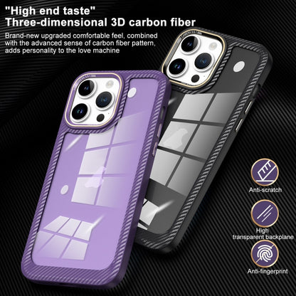 For iPhone 13 Pro Carbon Fiber Transparent Back Panel Phone Case(Purple) - iPhone 13 Pro Cases by PMC Jewellery | Online Shopping South Africa | PMC Jewellery