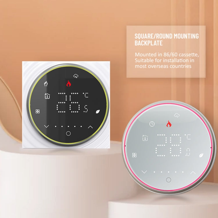 BHT-6001GBL 95-240V AC 16A Smart Round Thermostat Electric Heating LED Thermostat Without WiFi(Black) - Thermostat & Thermometer by PMC Jewellery | Online Shopping South Africa | PMC Jewellery