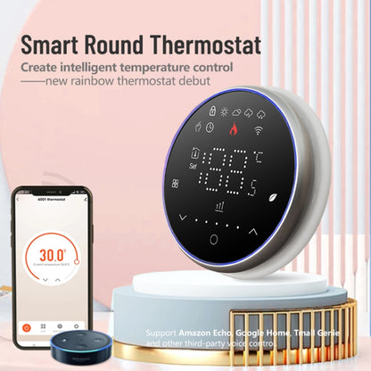 BHT-6001GCLW 95-240V AC 5A Smart Round Thermostat Boiler Heating LED Thermostat With WiFi(White) - Thermostat & Thermometer by PMC Jewellery | Online Shopping South Africa | PMC Jewellery