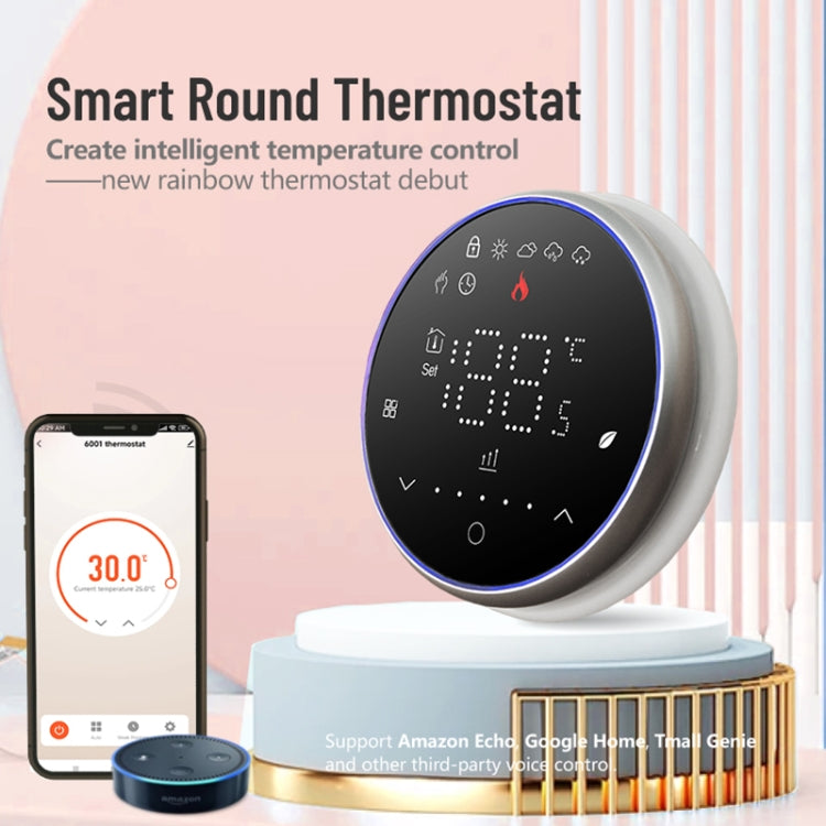 BHT-6001GCL 95-240V AC 5A Smart Round Thermostat Boiler Heating LED Thermostat Without WiFi(Black) - Thermostat & Thermometer by PMC Jewellery | Online Shopping South Africa | PMC Jewellery