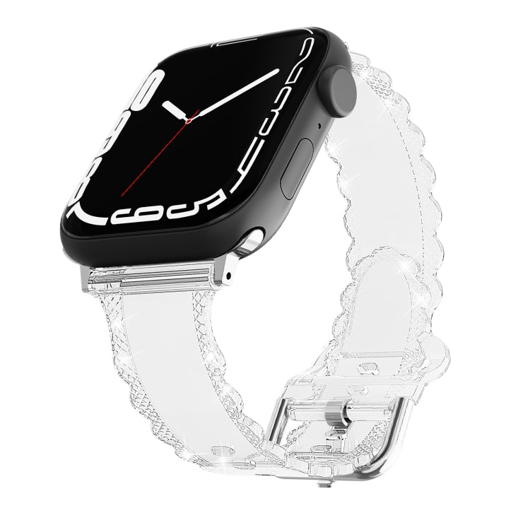 For Apple Watch 4 44mm Diamond Texture Lace Clear TPU Watch Band(Transparent) - Watch Bands by PMC TechLife | Online Shopping South Africa | PMC TechLife