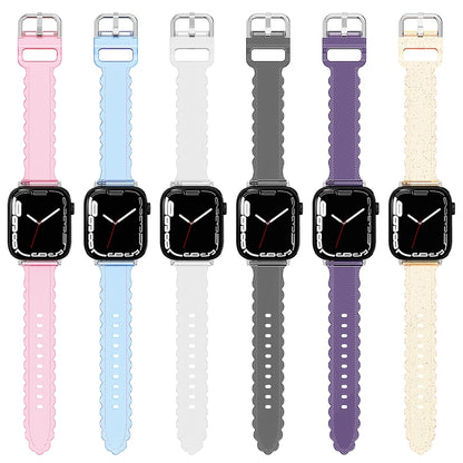 For Apple Watch 2 38mm Diamond Texture Lace Clear TPU Watch Band(Black) - Watch Bands by PMC Jewellery | Online Shopping South Africa | PMC Jewellery