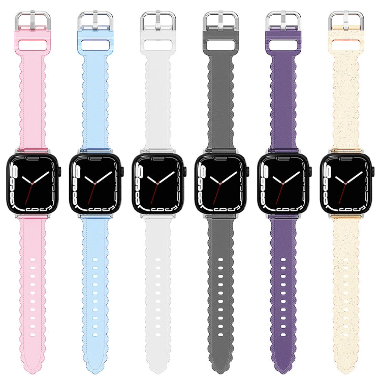 For Apple Watch 6 44mm Diamond Texture Lace Clear TPU Watch Band(Black) - Watch Bands by PMC TechLife | Online Shopping South Africa | PMC TechLife