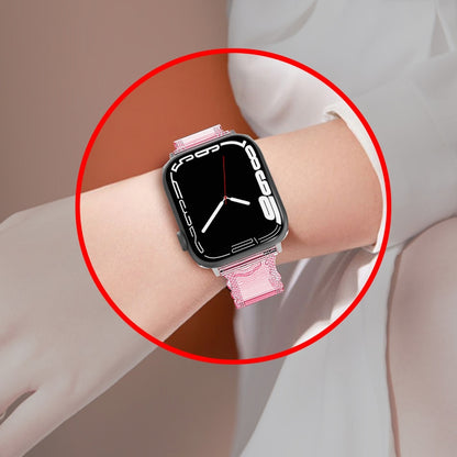 For Apple Watch 8 45mm Diamond Texture Lace Clear TPU Watch Band(Pink) - Watch Bands by PMC Jewellery | Online Shopping South Africa | PMC Jewellery