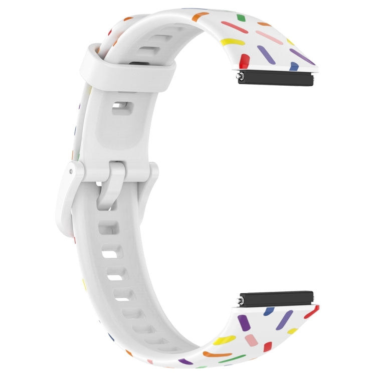 For Huawei Band 7 Sports Rainbow Dots Silicone Watch Band(White) - Watch Bands by PMC Jewellery | Online Shopping South Africa | PMC Jewellery