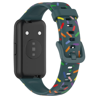 For Huawei Band 7 Sports Rainbow Dots Silicone Watch Band(Dark Green) - Watch Bands by PMC Jewellery | Online Shopping South Africa | PMC Jewellery