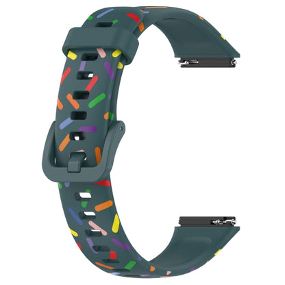 For Huawei Band 7 Sports Rainbow Dots Silicone Watch Band(Dark Green) - Watch Bands by PMC Jewellery | Online Shopping South Africa | PMC Jewellery