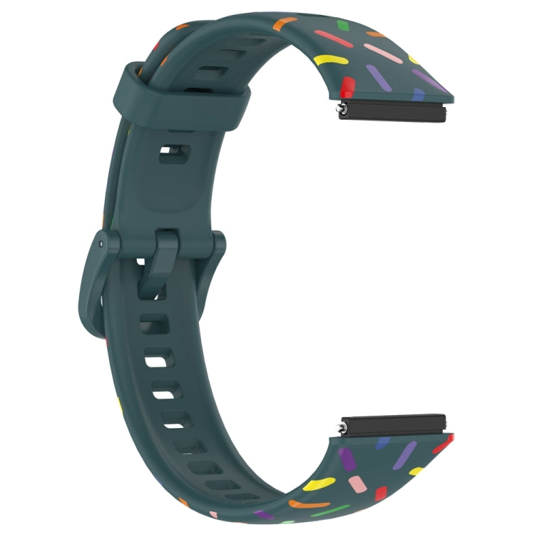 For Huawei Band 7 Sports Rainbow Dots Silicone Watch Band(Dark Green) - Watch Bands by PMC Jewellery | Online Shopping South Africa | PMC Jewellery