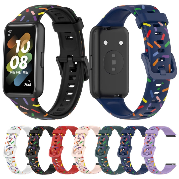 For Huawei Band 7 Sports Rainbow Dots Silicone Watch Band(Midnight Blue) - Watch Bands by PMC Jewellery | Online Shopping South Africa | PMC Jewellery