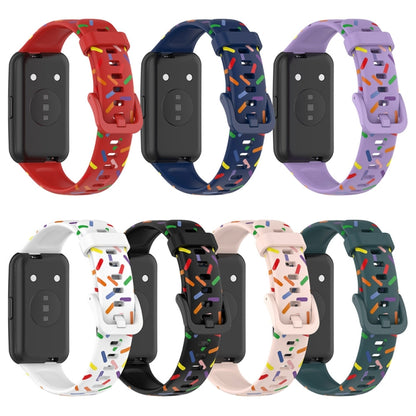 For Huawei Band 7 Sports Rainbow Dots Silicone Watch Band(Dark Green) - Watch Bands by PMC Jewellery | Online Shopping South Africa | PMC Jewellery