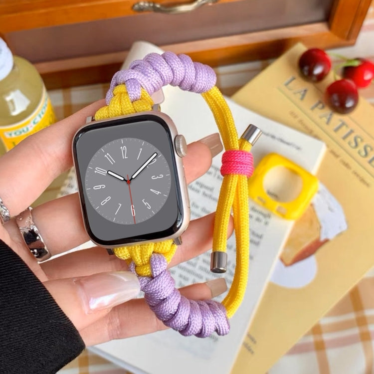 For Apple Watch 3 42mm Twist Knotted Nylon Watch Band(Purple Yellow) - Watch Bands by PMC Jewellery | Online Shopping South Africa | PMC Jewellery