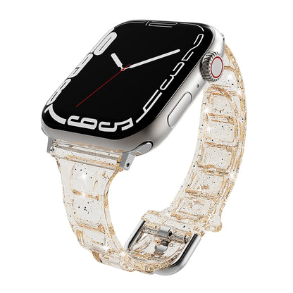 For Apple Watch 3 42mm Cube Airbag Clear TPU Watch Band(Gold) - Watch Bands by PMC Jewellery | Online Shopping South Africa | PMC Jewellery