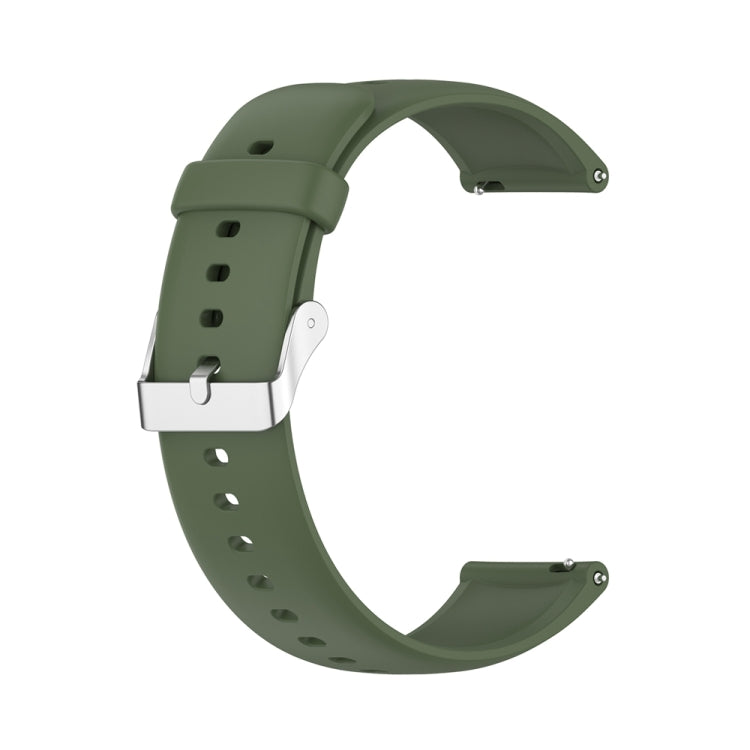 For Huawei Watch 4 / Watch 4 Pro Solid Color Silicone Stainless Steel Silver Buckle Watch Band(Dark Green) - Watch Bands by PMC Jewellery | Online Shopping South Africa | PMC Jewellery