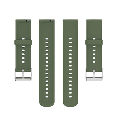 For Huawei Watch 4 / Watch 4 Pro Solid Color Silicone Stainless Steel Silver Buckle Watch Band(Dark Green) - Watch Bands by PMC Jewellery | Online Shopping South Africa | PMC Jewellery