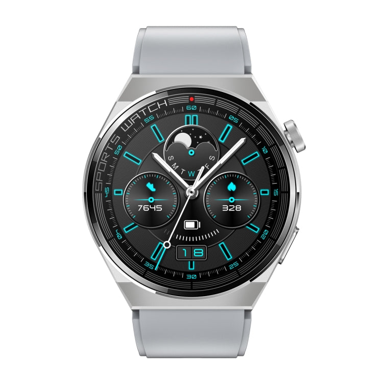 KT62 1.36 inch TFT Round Screen Smart Watch Supports Bluetooth Call/Blood Oxygen Monitoring, Strap:Silicone Strap(Silver) - Smart Watches by PMC TechLife | Online Shopping South Africa | PMC TechLife