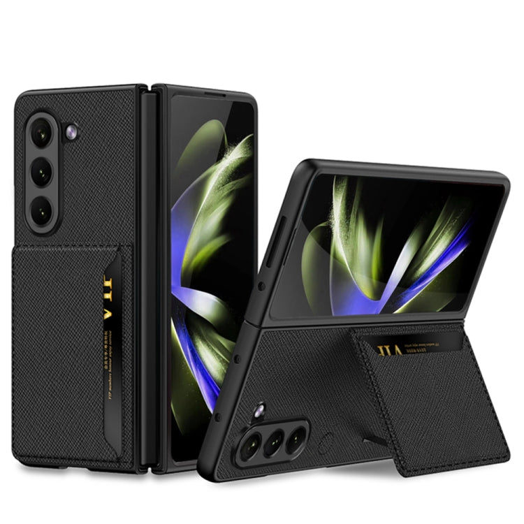 For Samsung Galaxy Z Fold5 GKK Ultra-thin Leather Phone Case with Card Slots(Cross Texture) - Galaxy Z Fold5 Cases by GKK | Online Shopping South Africa | PMC Jewellery