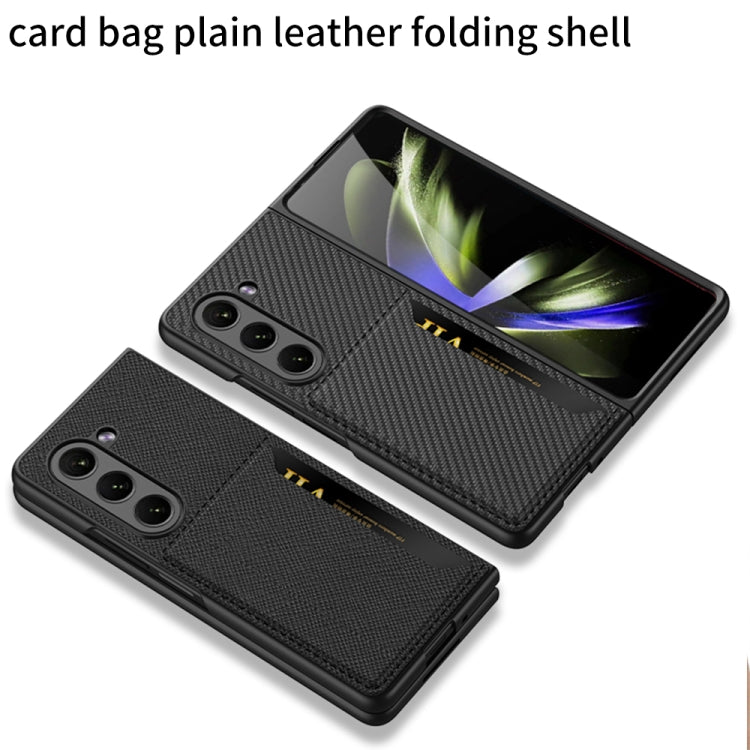 For Samsung Galaxy Z Fold5 GKK Ultra-thin Leather Phone Case with Card Slots(Carbon Fiber Texture) - Galaxy Z Fold5 Cases by GKK | Online Shopping South Africa | PMC Jewellery | Buy Now Pay Later Mobicred