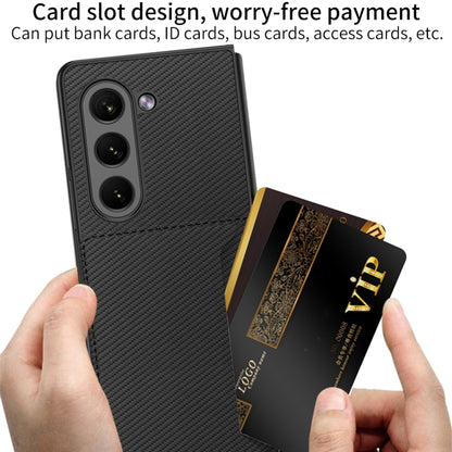 For Samsung Galaxy Z Fold5 GKK Ultra-thin Leather Phone Case with Card Slots(Carbon Fiber Texture) - Galaxy Z Fold5 Cases by GKK | Online Shopping South Africa | PMC Jewellery | Buy Now Pay Later Mobicred