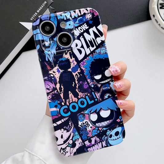 For iPhone 14 Plus Painted Pattern Precise Hole PC Phone Case(Purple Comics) - iPhone 14 Plus Cases by PMC Jewellery | Online Shopping South Africa | PMC Jewellery