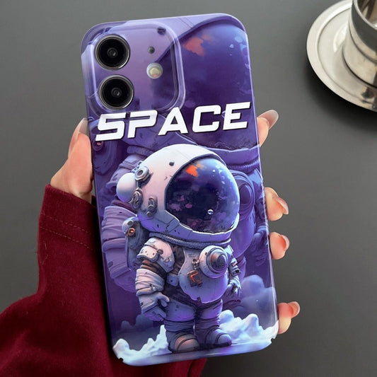 For iPhone 12 Painted Pattern Precise Hole PC Phone Case(Purple Astronaut) - iPhone 12 / 12 Pro Cases by PMC Jewellery | Online Shopping South Africa | PMC Jewellery