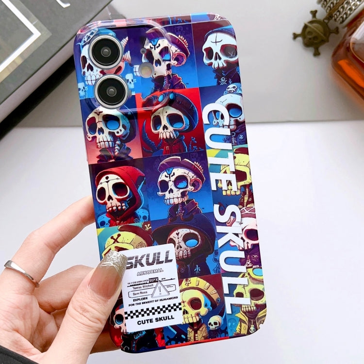 For iPhone 12 Painted Pattern Precise Hole PC Phone Case(Cute Skull) - iPhone 12 / 12 Pro Cases by PMC TechLife | Online Shopping South Africa | PMC TechLife