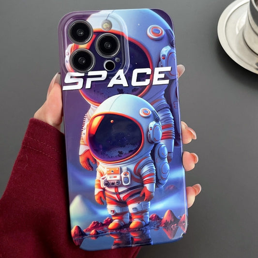 For iPhone 12 Pro Max Painted Pattern Precise Hole PC Phone Case(Orange White Astronaut) - iPhone 12 Pro Max Cases by PMC Jewellery | Online Shopping South Africa | PMC Jewellery