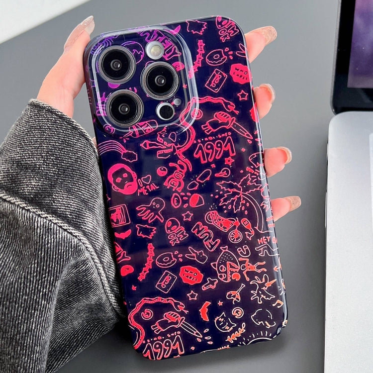 For iPhone 12 Pro Max Painted Pattern Precise Hole PC Phone Case(Black Red Graffiti) - iPhone 12 Pro Max Cases by PMC TechLife | Online Shopping South Africa | PMC TechLife